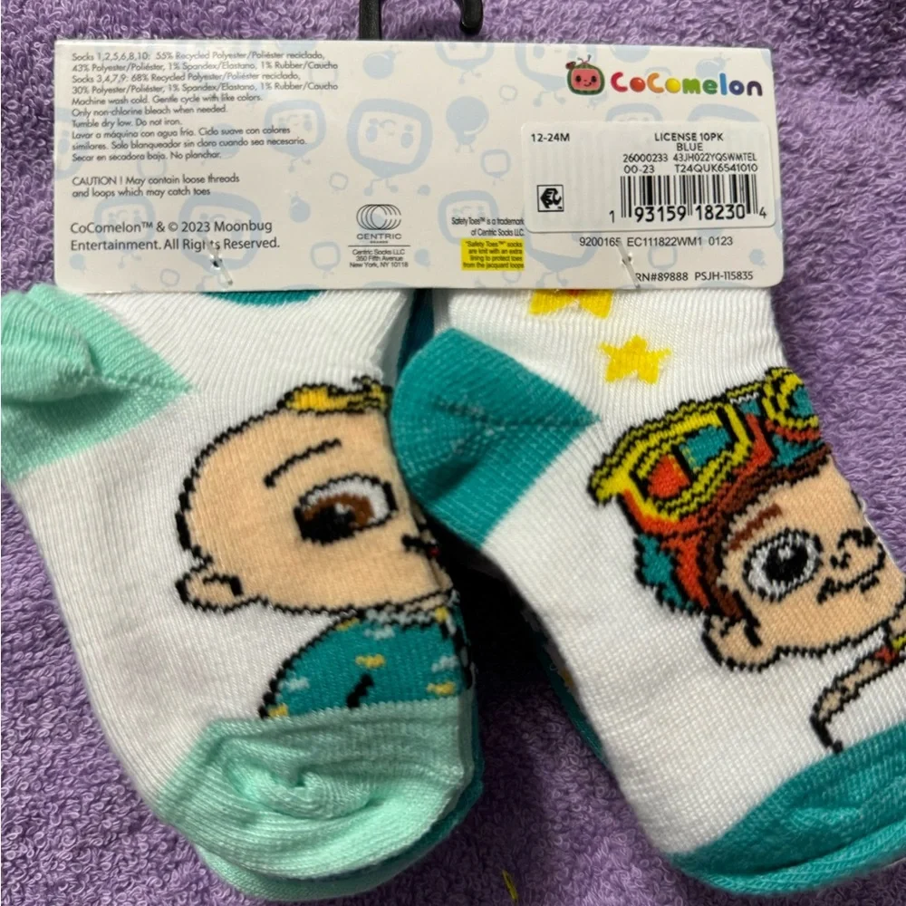 Toddler Unisex Cocomelon Ankle Socks- 10 pairs 12-24 MONTHS